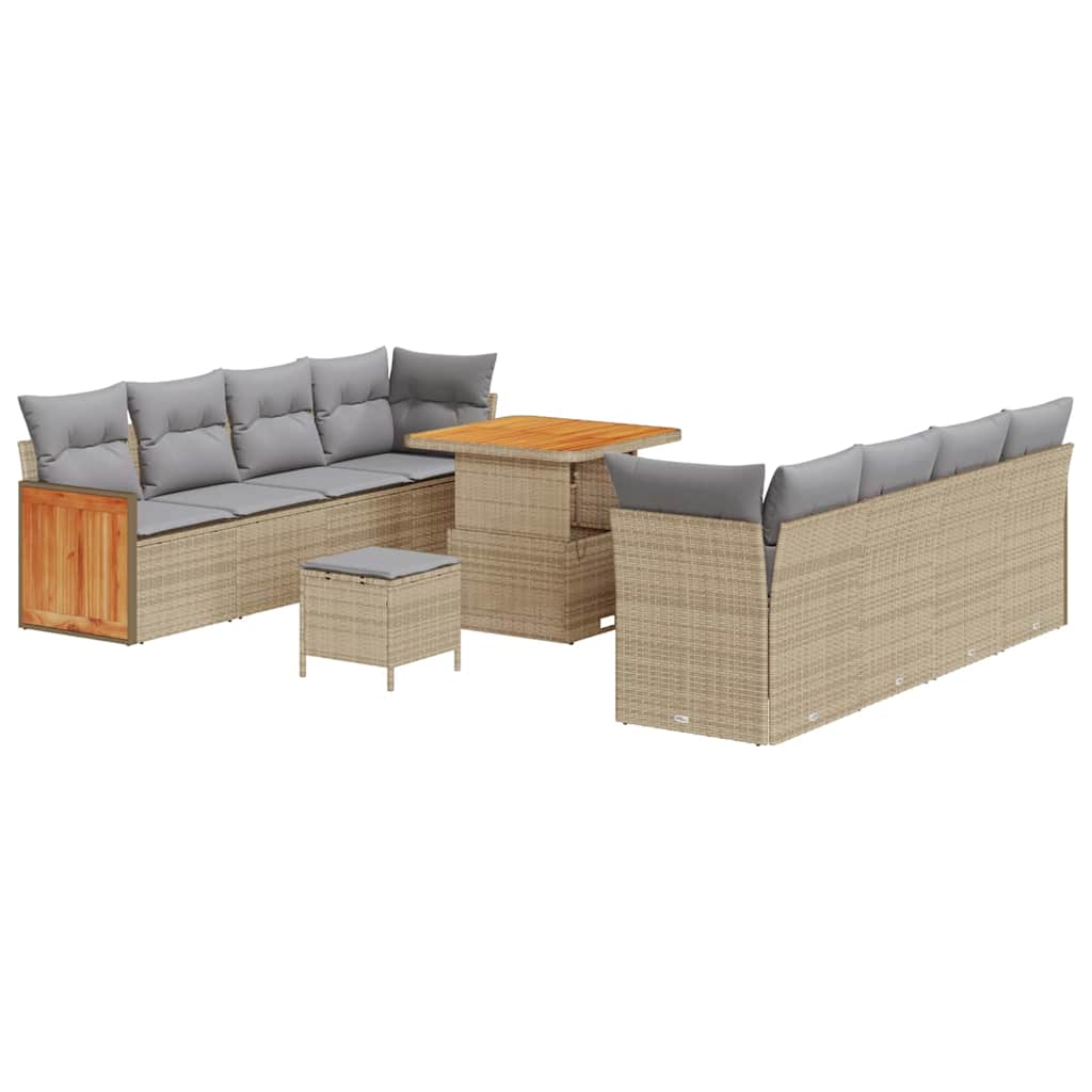 Garten-Sofa-Set 11 pcs Beige und Hellgrau 80 x 80 x 71 cm